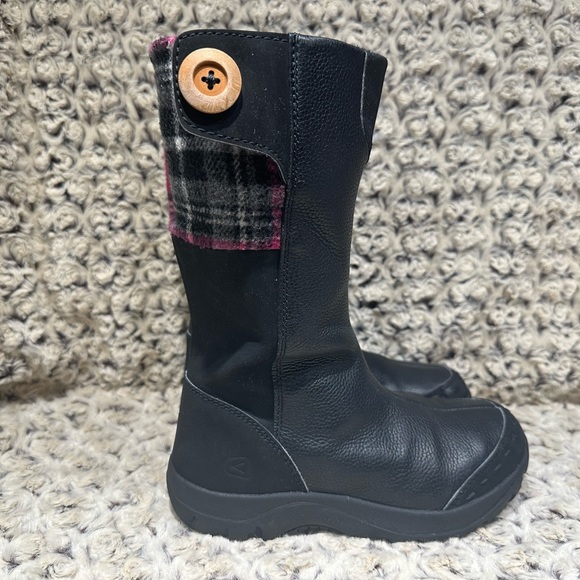 UNIQUE Keen Girls tall full-grain black leather/plaid boots. US 1 UK13 EU 33 - Picture 5 of 11